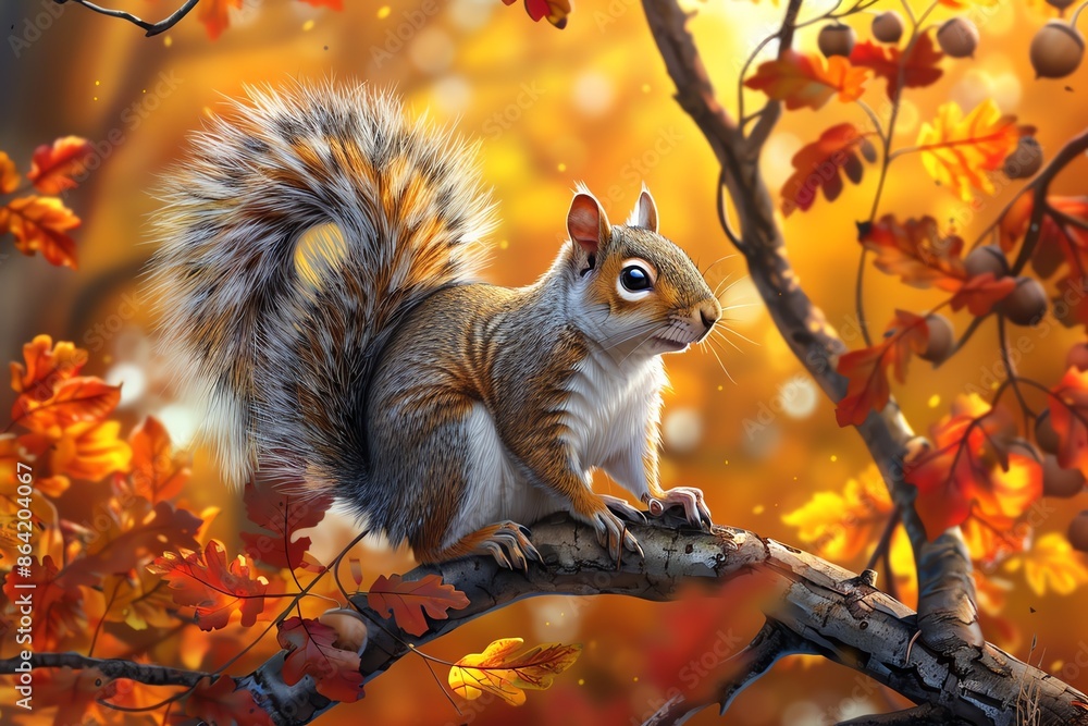 A mischievous squirrel with fluffy tail A mischievous squirrel with fluffy tail