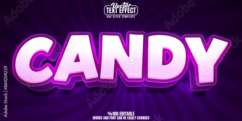 Candy editable text effect, customizable sugar and sweet 3D font style