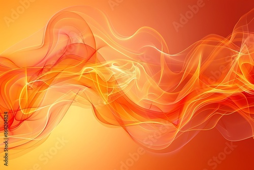 A fiery orange background with a dynamic abstract flame design © Chanagun