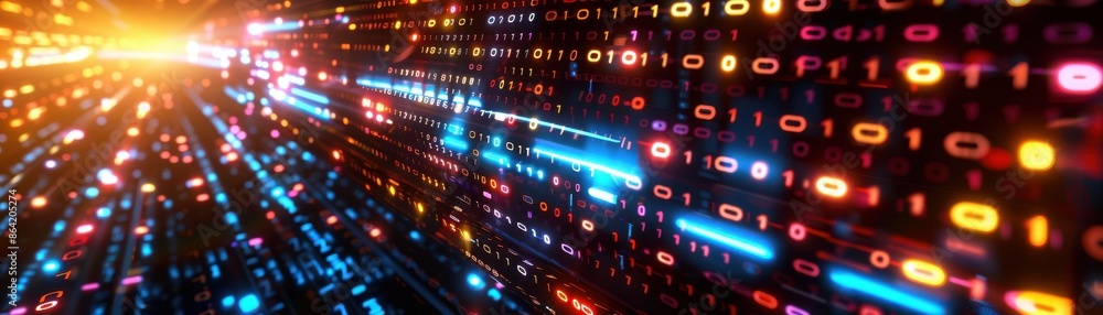 Abstract background with glowing light streaks and digital data. Abstract background with glowing light streaks and digital data.