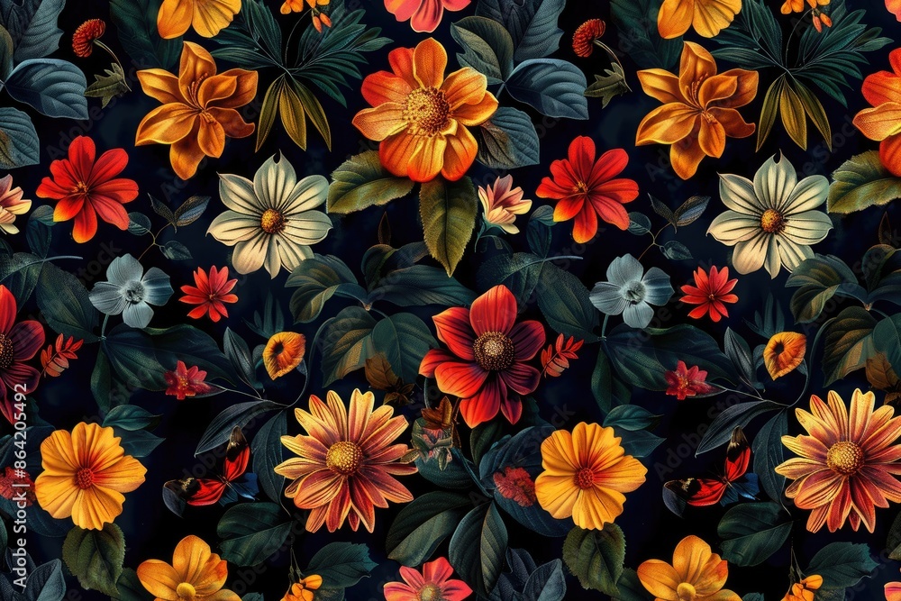 Classic and Vibrant Flower Designs Seamless Pattern Classic and Vibrant Flower Designs Seamless Pattern