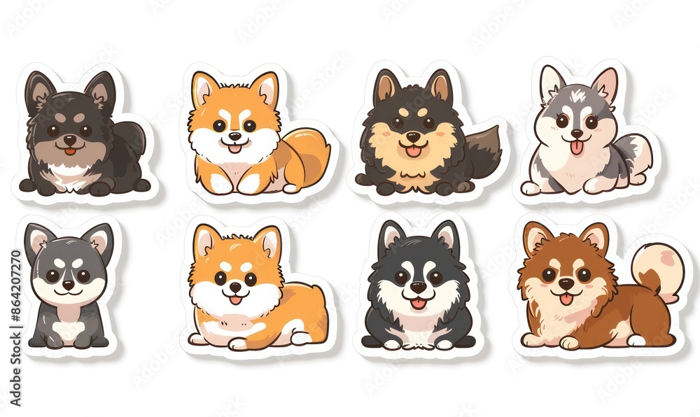 Unique best happy baby dog sticker. Cute beagle dog stickers pack.Generative AI Unique best happy baby dog sticker. Cute beagle dog stickers pack.Generative AI