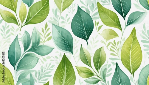 green leaves seamless pattern