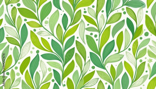 seamless pattern with green leaves