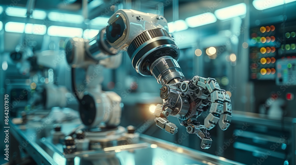 The future of surgery as an AI-enabled robotic arm collaborates with a skilled surgical team to perform a complex and precise operation. The future of surgery as an AI-enabled robotic arm collaborates with a skilled surgical team to perform a complex and precise operation.