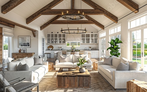 Farmhouse country home interior design of modern living