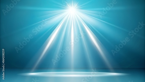 Wallpaper Mural Abstract Light Blue Background with Sun Rays and White Spotlight for Product Display in Studio Room Torontodigital.ca