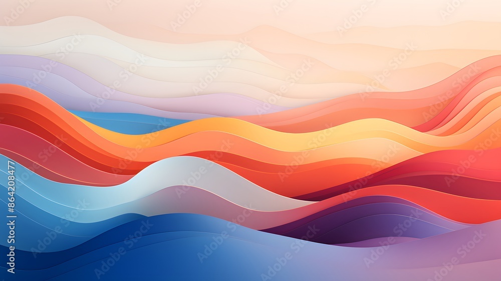 An abstract landscape with bold, wavy lines and geometric shapes in a gradient of warm and cool colors, creating a dynamic and energetic feel look like professional An abstract landscape with bold, wavy lines and geometric shapes in a gradient of warm and cool colors, creating a dynamic and energetic feel look like professional