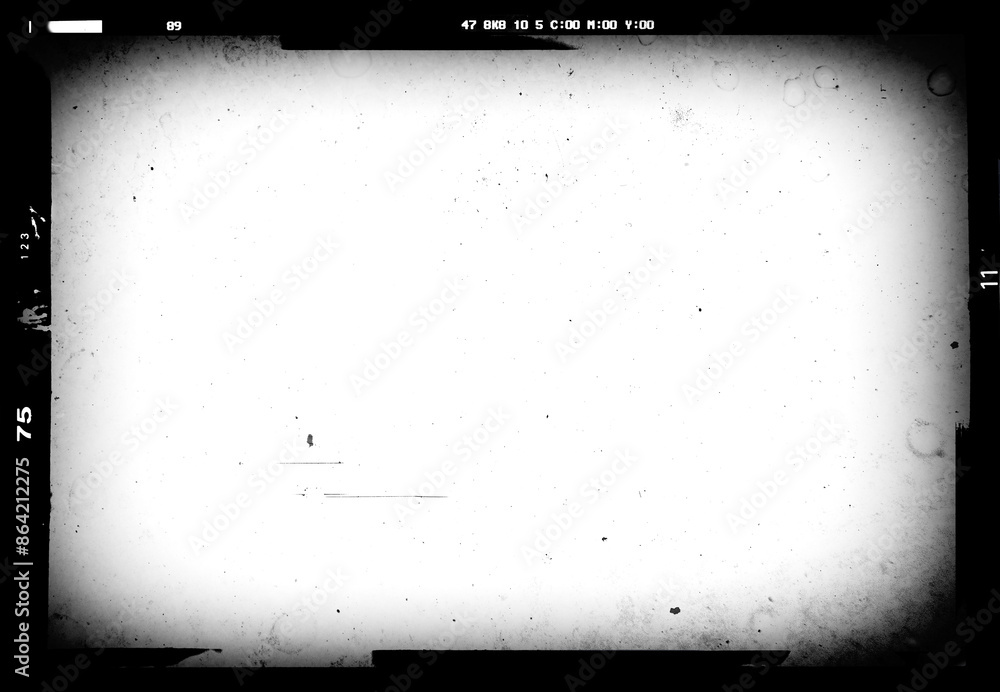 Vintage slide film frame of an old camera with photo lens vignette template with dust, splatters dusts and scratches on transparent background