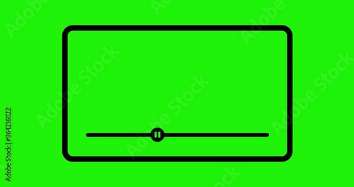 Video Player Interface. Progress Bar, Timeline Animation. 4K High Quality Green Screen Video.