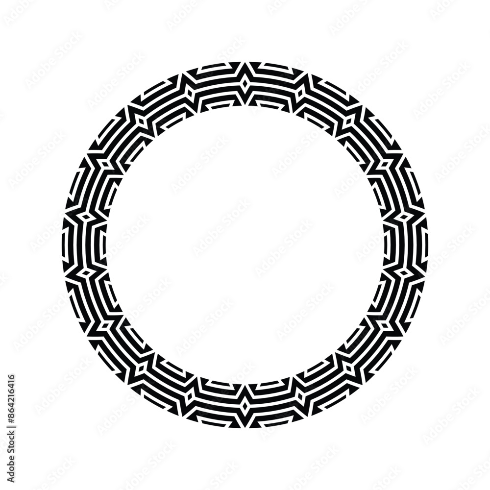 Ornamental pattern design circle frame. Ornamental Circular Knot Pattern. Border pattern design