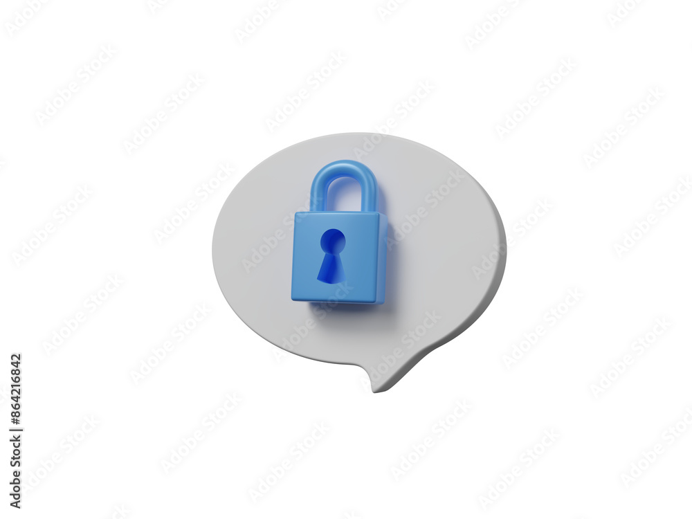 3D padlock on bubble icon, cyber security protection concept. Account identity id privacy password secure data information. Padlock technology, cybersecurity, and digital encryption. 3d rendering 3D padlock on bubble icon, cyber security protection concept. Account identity id privacy password secure data information. Padlock technology, cybersecurity, and digital encryption. 3d rendering
