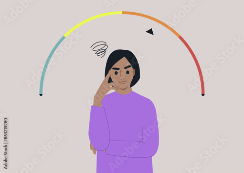 Annoyance Meter in the red zone - Frustration Rising, A digital illustration depicting a person with a frustrated expression