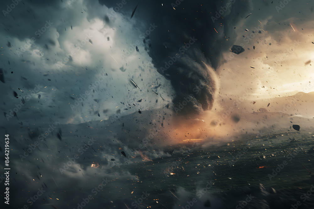 Fierce tornadoes, characterized by their twisting columns of air, wreak havoc across landscapes with powerful winds and destructive force. Fierce tornadoes, characterized by their twisting columns of air, wreak havoc across landscapes with powerful winds and destructive force.