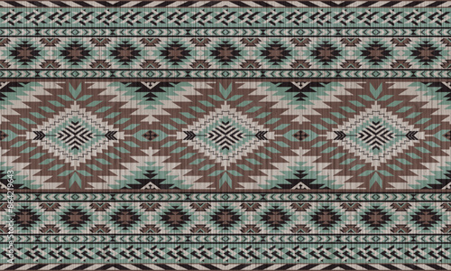 American tribal ethnic native pattern.Traditional Navajo,Aztec,Apache,Southwest and Mexican style fabric pattern.Abstract vector motifs pattern.For fabric,clothing,blanket,carpet,woven,wrap,decoration