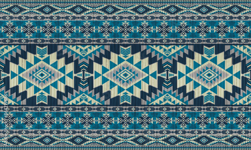 American tribal ethnic native pattern.Traditional Navajo,Aztec,Apache,Southwest and Mexican style fabric pattern.Abstract vector motifs pattern.For fabric,clothing,blanket,carpet,woven,wrap,decoration