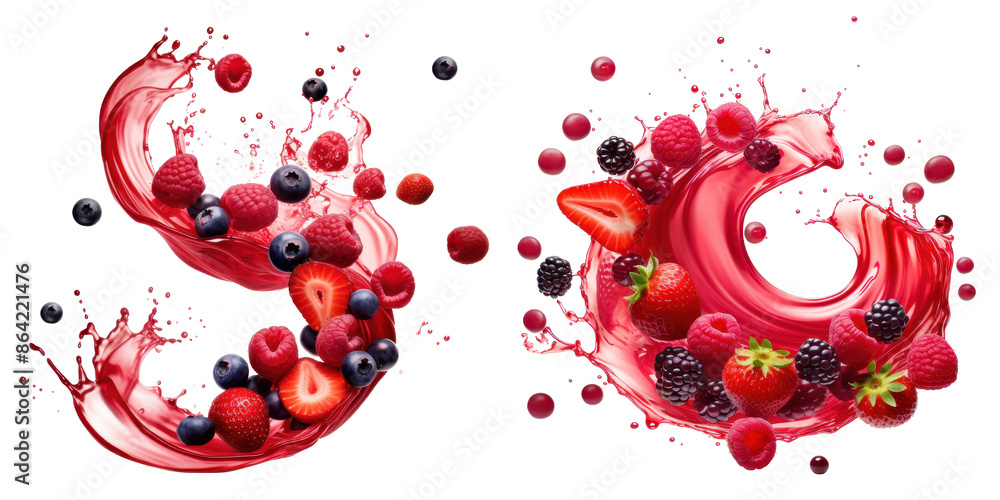 red juice swirl and mix berry isolated on a transparent background red juice swirl and mix berry isolated on a transparent background
