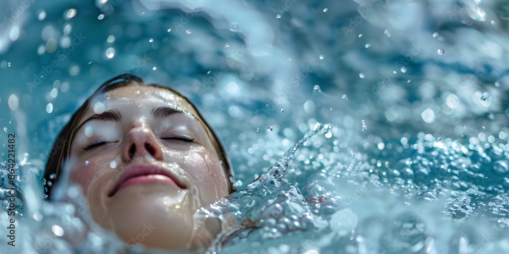 AIgenerated image of a woman relaxing in a spa with water splashes. Concept Spa, Relaxation, Water splashes, Woman, AI-generated, AIgenerated image of a woman relaxing in a spa with water splashes. Concept Spa, Relaxation, Water splashes, Woman, AI-generated,