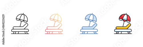 Sunbed icon design with white background stock illustration