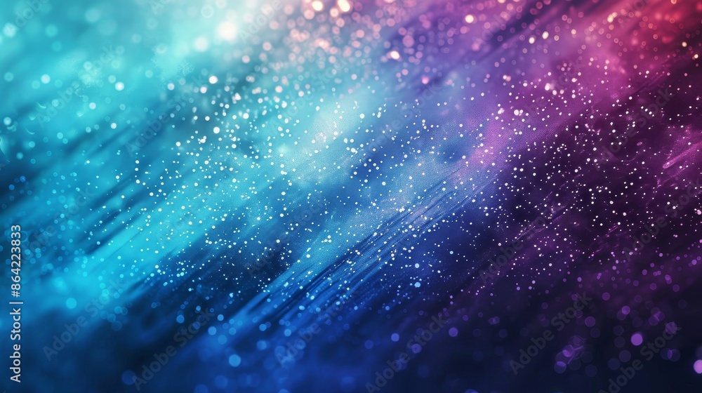 Fototapeta premium Vibrant paintbrush strokes on a gradient indigo to turquoise background with sparkles