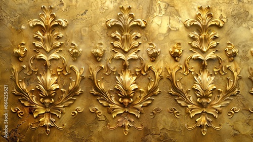 A regal gold background with an intricate filigree design, in shades of antique gold This ornate pattern adds a touch of elegance and opulence, perfect for luxury brand identities