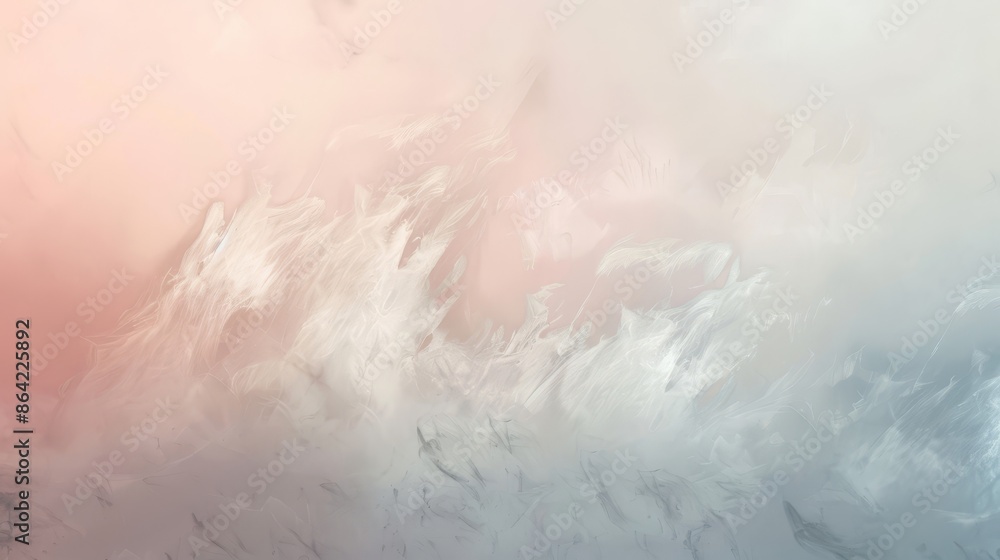 Obraz premium Serene abstract wallpaper with misty brushstrokes pastel glows and silvery-blush gradient
