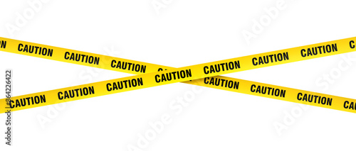 Yellow caution tape on transparent background