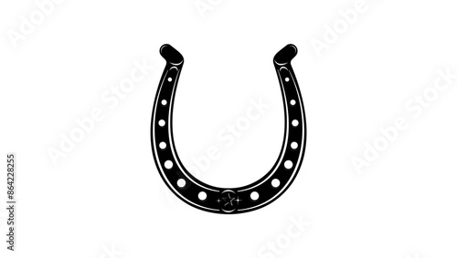 horseshoe emblem, black isolated silhouette