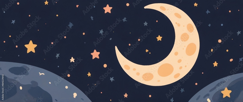 illustration moon in the starry space illustration moon in the starry space