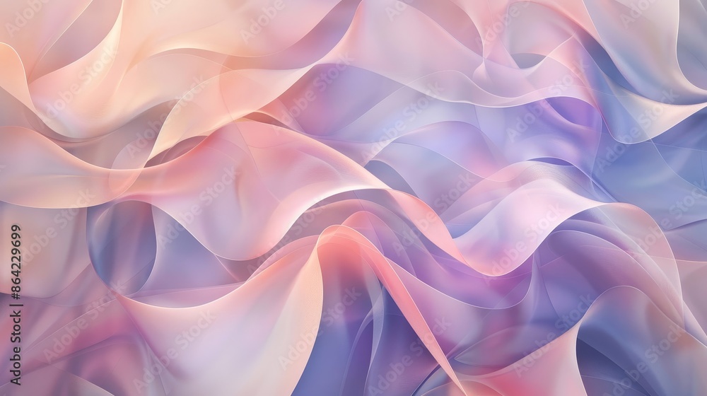 Fototapeta premium Interwoven ribbons pastel colors peach to lavender gradient dreamy effect wallpaper
