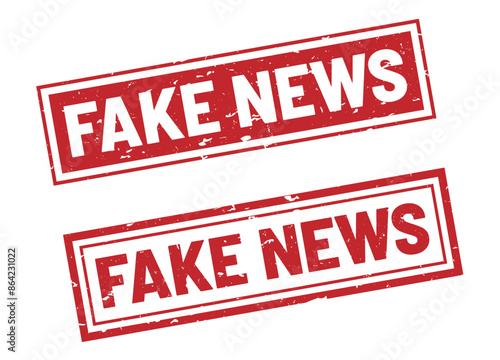 Fake news stamp sign red rectangle grunge style