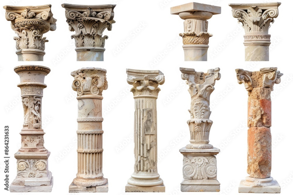 Column Roman. Classic Marble Columns with Ancient Ruins in Egyptian Temple Column Roman. Classic Marble Columns with Ancient Ruins in Egyptian Temple