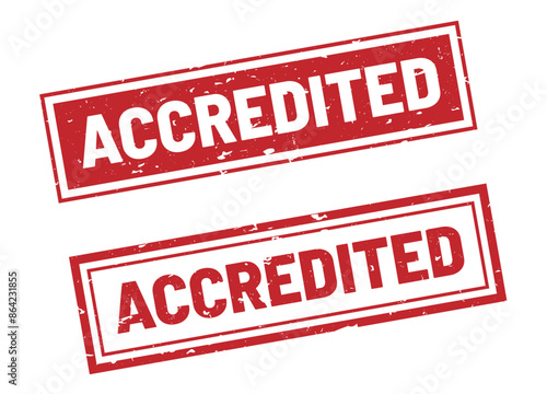 Accredited stamp sign red rectangle grunge style