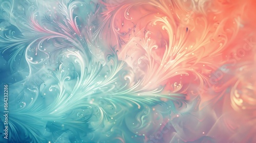 Wallpaper Mural Sophisticated wallpaper with interwoven patterns and gradient from coral to mint Torontodigital.ca