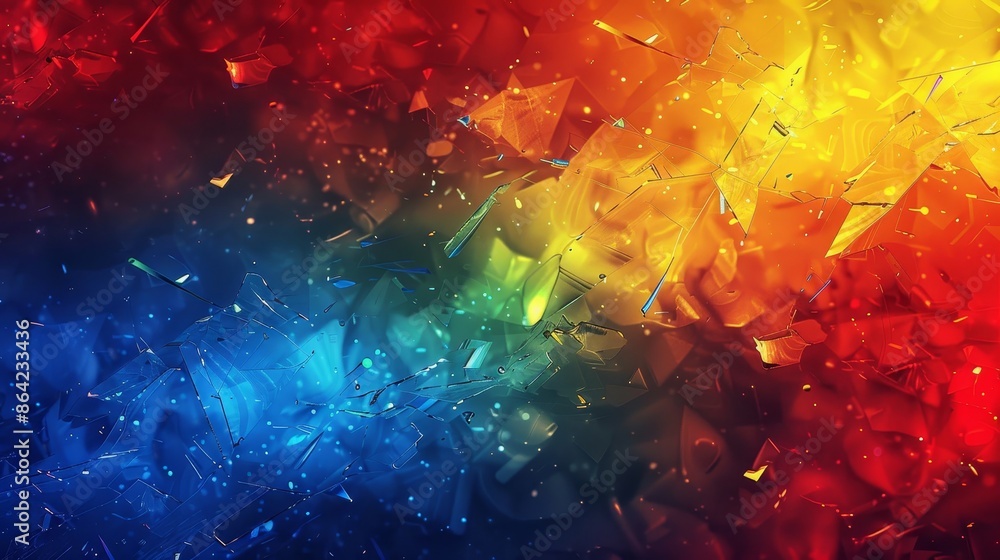 Dynamic wallpaper with shattered glass patterns in rainbow hues and neon highlights Dynamic wallpaper with shattered glass patterns in rainbow hues and neon highlights