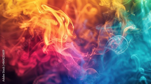 Abstract image of colorful smoke patterns swirling together, creating a vibrant and dynamic visual effect with a sense of motion.