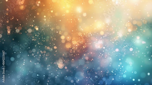 Soft light glows and snowflake patterns in rainbow hues on a tranquil backdrop