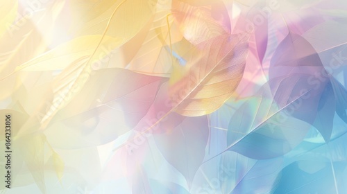 Wallpaper Mural Rainbow leaf shapes with soft light beams on a serene background Torontodigital.ca