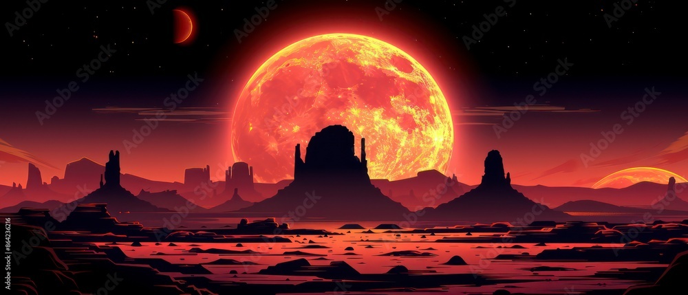 A vibrant sunset paints the sky in shades of orange and pink over distant mountains and rolling clouds. A vibrant sunset paints the sky in shades of orange and pink over distant mountains and rolling clouds.