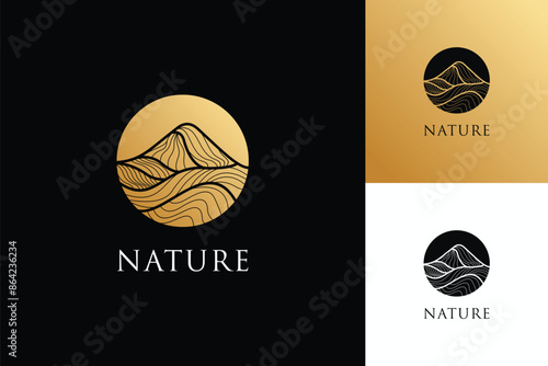 Mountain shapes vector logo design inspiration 