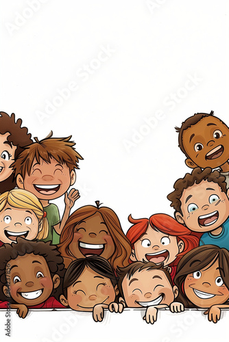 Joyful Group of Diverse Children Smiling Together: Redefining Their Friendship