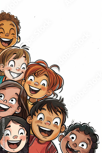 Joyful Group of Diverse Children Smiling Together: Redefining Their Friendship photo