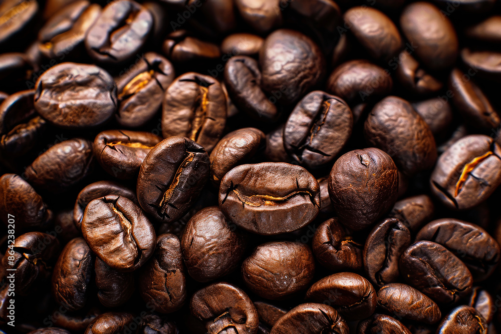 Banner of aromatic roasted coffee beans. Top view. Background. Pattern. Design for cafeteria, coffee shops Banner of aromatic roasted coffee beans. Top view. Background. Pattern. Design for cafeteria, coffee shops