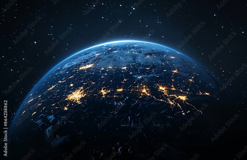 Obraz premium Planet Earth at Night in Outer Space