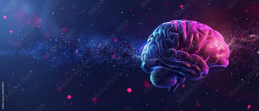 3D Illustration of a Glowing Brain on an Isolated Dark Background 3D Illustration of a Glowing Brain on an Isolated Dark Background