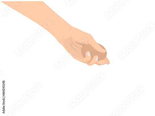 Hand holding an egg on a white background.