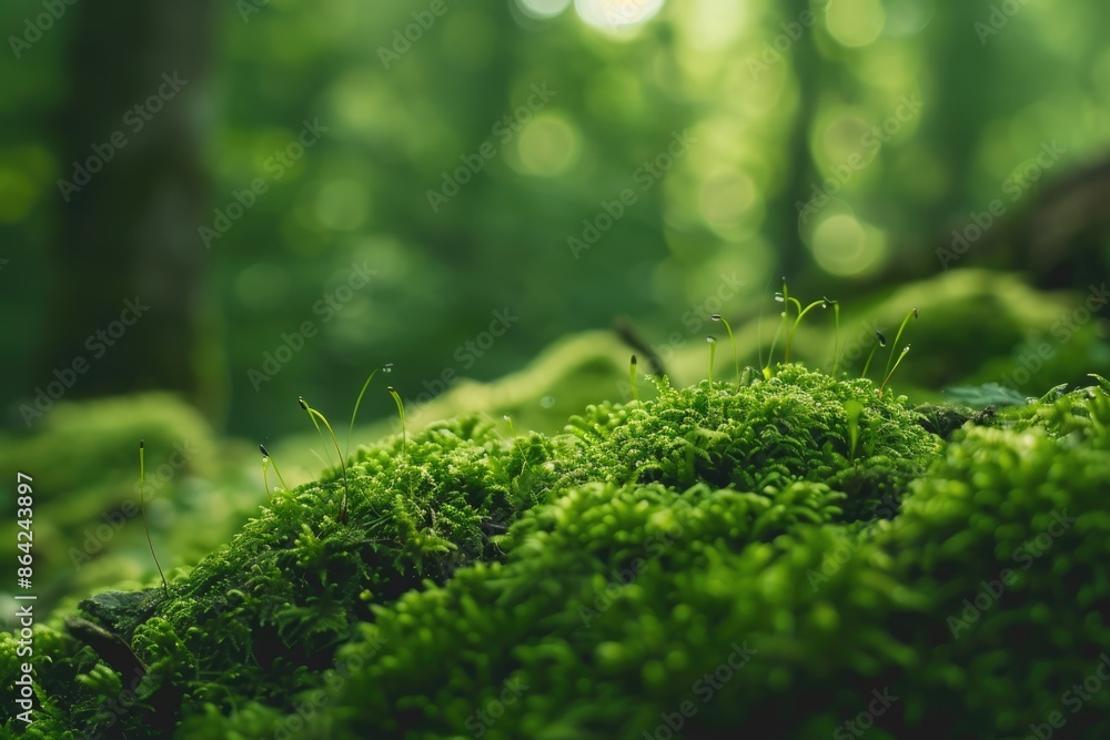 Closeup on moss in forest Closeup on moss in forest