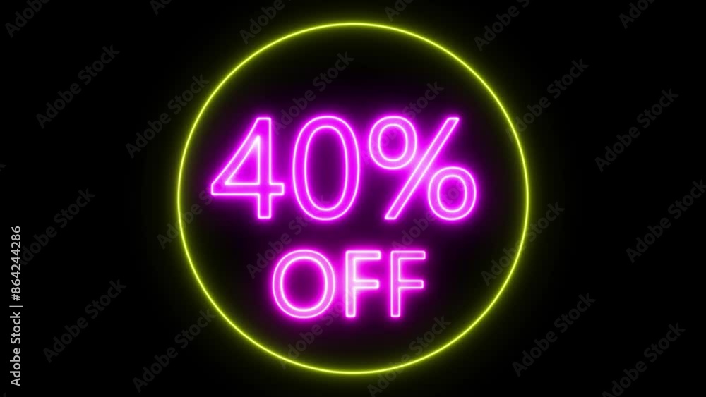 Neon Animation 40% OFF with Circle, Neon Discount text Neon Animation 40% OFF with Circle, Neon Discount text