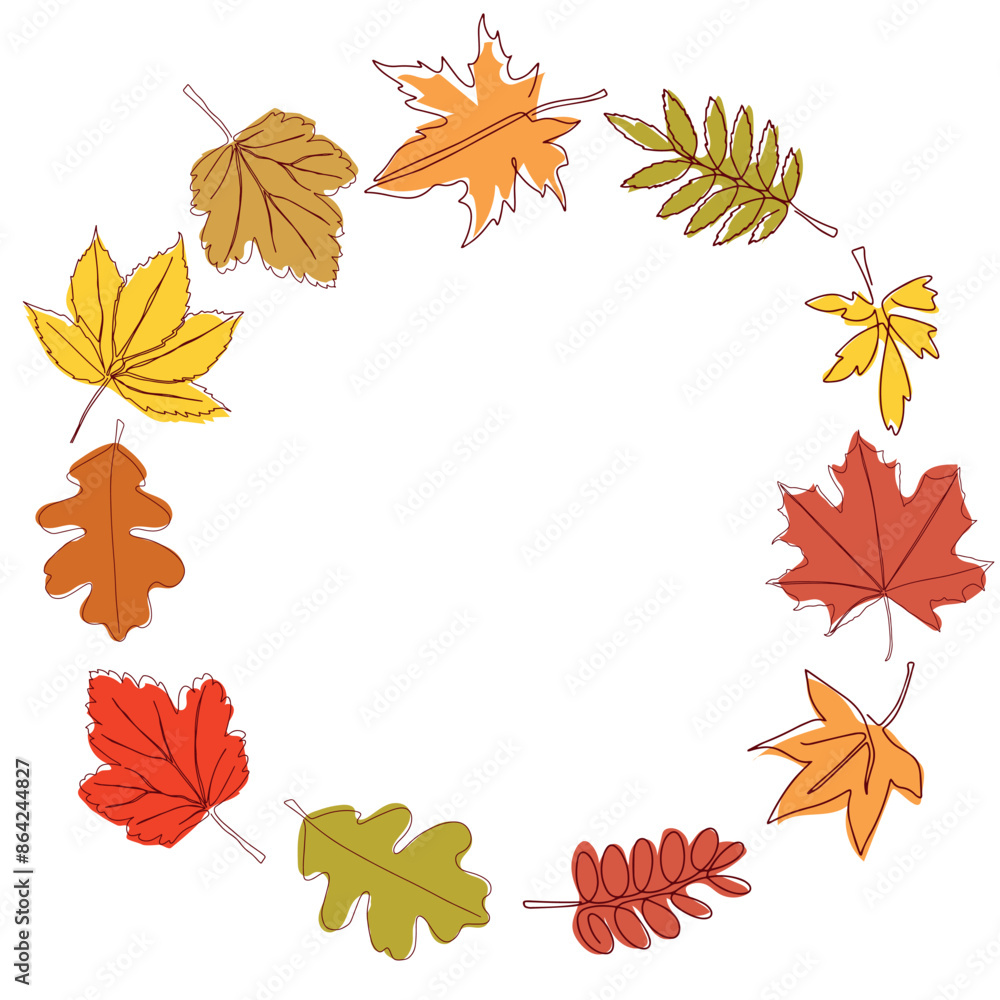 Banner made of autumn leaves. Vector illustration of a bright colorful autumn background. Vector