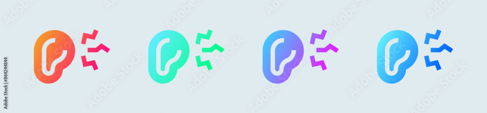 Noice solid icon in gradient colors. Hearing signs vector illustration. Noice solid icon in gradient colors. Hearing signs vector illustration.